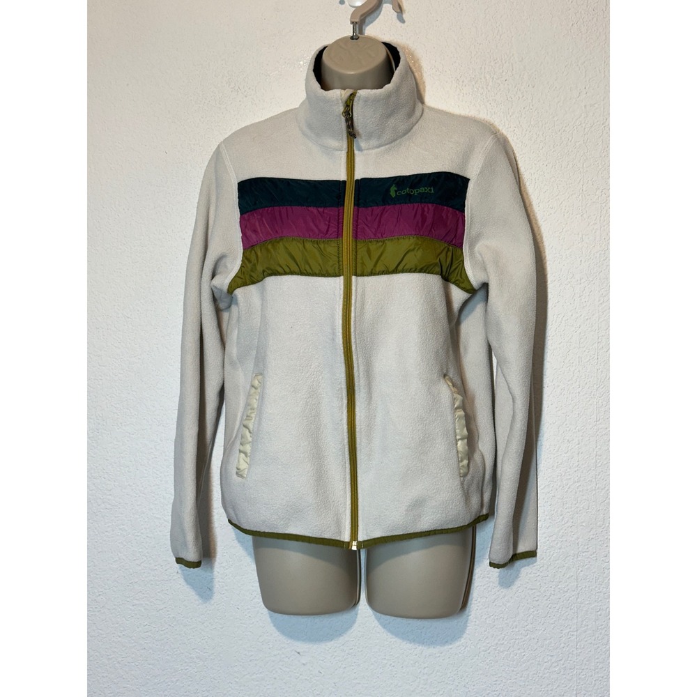 Cotopaxi Teca Fleece Full-Zip Jacket Cream Multi-Color Stripe Womens Medium